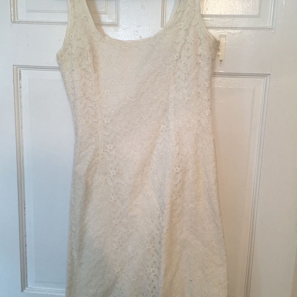 White floral lace Aqua mini dress